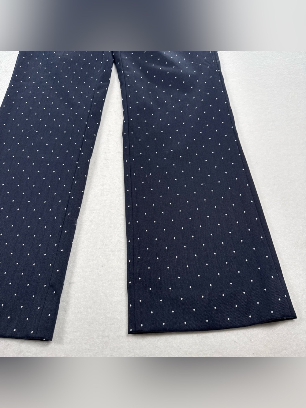 Banana Republic Logan Dress Pants Women's 6 Navy White‎ Polka Dots Stretch Boot - Picture 8 of 9